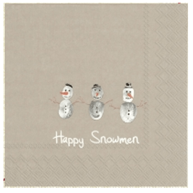 IHR Happy Snowmen Brown Lunch Napkins